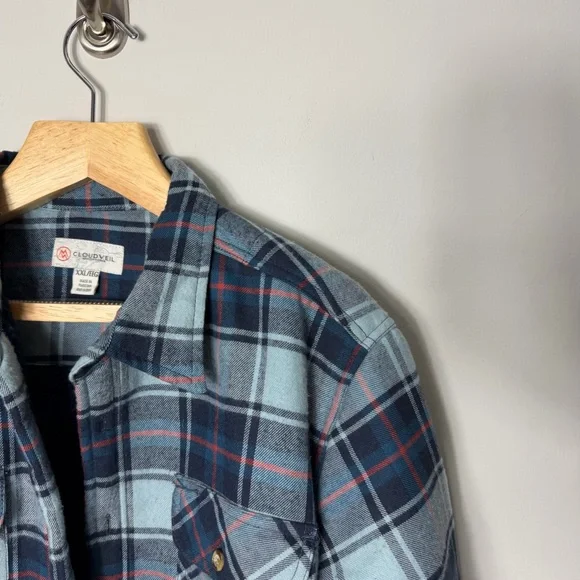 Cloud Veil Men’s Flannel Fleece Lined Shirt Jacket Shacket Plaid Flannel XXL v